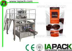 Kaffebönor Ställ upp Zip Bag Packningsmaskin Rotary Packing Machine Med Multi-Head Scale