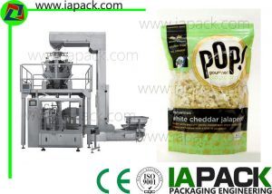 Popcorn Premade Pouch Fyllning Tätningsmaskin Med Multi Head Scale