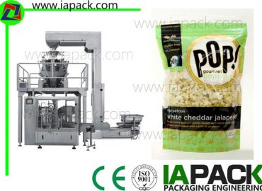 popcorn premade påse fyllning tätningsmaskin med multi huvud skala