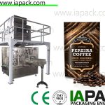 automatisk kaffebönor packningsmaskin stå upp påse blixtlås fyllmedel sealer
