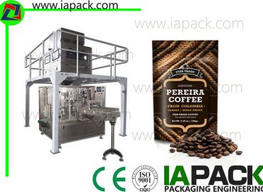 automatisk kaffebönor packningsmaskin stå upp påse blixtlås fyllmedel sealer